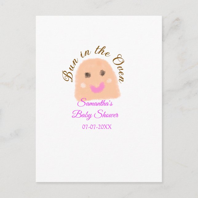 Bun in der ofenbeige duftende Babydusche rosa Br Postkarte (Vorderseite)