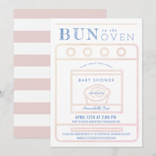 Bun in der Oven Girl Pink Virtual Baby Dusche Einladung