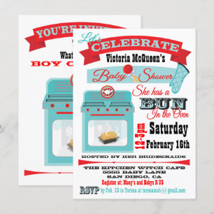 "Bun in Ofen" Gender Reveal Baby Shower Einladung