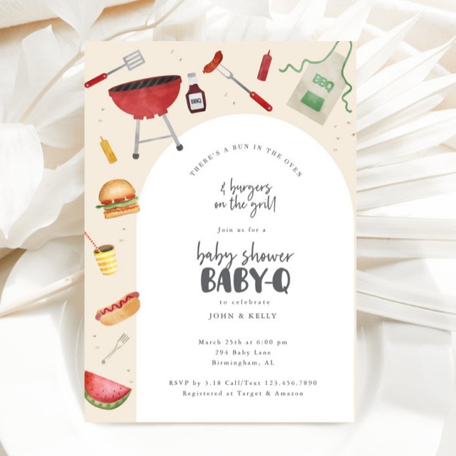 Bun in Oven Baby Shower BabyQ Einladung (Bun in the Oven BBQ Shower)