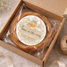 Bun in Oven Baby Shower Favor Sticker Neutral