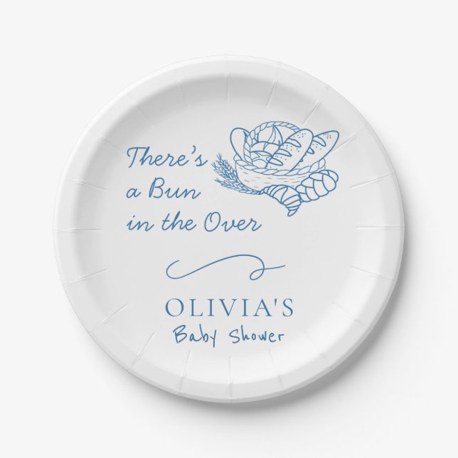 Bun in Oven Baby Shower Rustic Napkins Pappteller (Vorderseite)