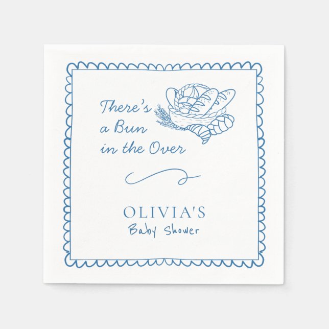 Bun in Oven Baby Shower Rustic Napkins Serviette (Vorderseite)