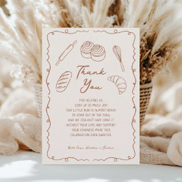 Bun in Oven Bakery Baby Shower Dankeskarte