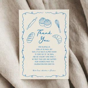 Bun in Oven Bakery Baby Shower Dankeskarte