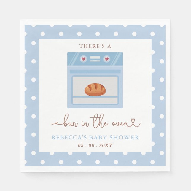 Bun in Oven Blue Baby Babydusche Serviette (Vorderseite)