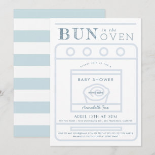 Bun in Oven Boy Blue Baby Shower Einladung