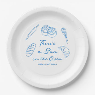 Bun in Oven Bread Boy Baby Shower Pappteller