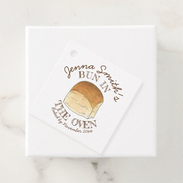 Bun in Oven Bread Dinner Roll Baby Dusche Geschenkanhänger (Beispiel)