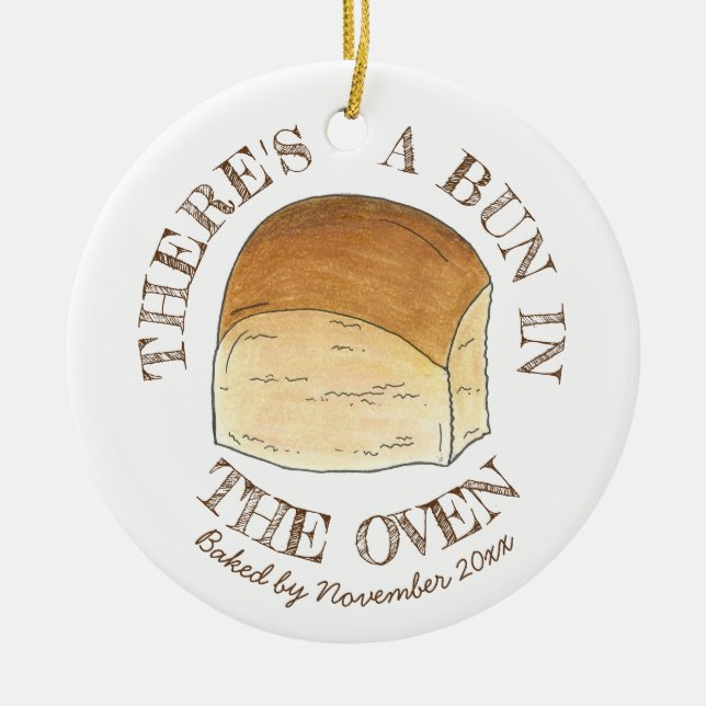 Bun in Oven Bread Dinner Roll Baby Dusche Keramik Ornament (Vorne)