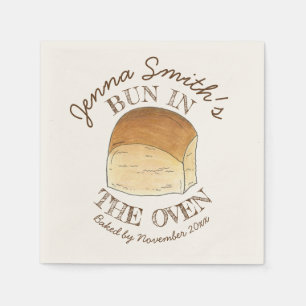 Bun in Oven Bread Dinner Roll Baby Dusche Serviette