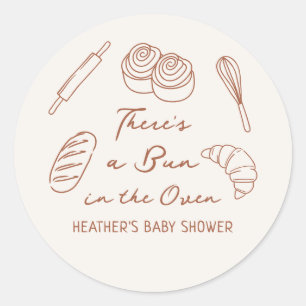Bun in Oven Brot Bäckerei Baby Dusche Runder Aufkleber