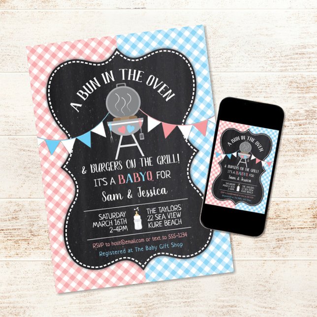 Bun in Oven Gender Reveal Baby Shower Einladung (Von Creator hochgeladen)