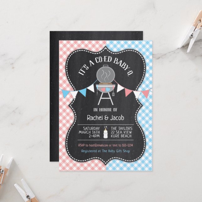 Bun in Oven Gender Reveal Baby Shower Invitati Einladung (Vorderseite/Rückseite Beispiel)