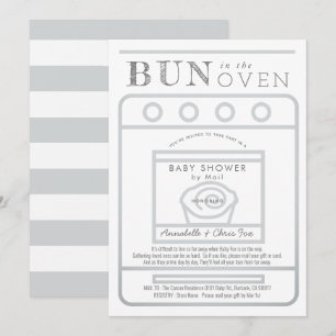 Bun in Oven Gray Baby Shower by Mail Einladung