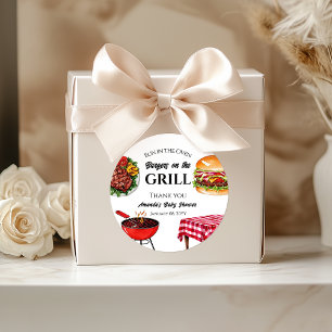 Bun in Oven GRILLEN Burger on Grill Baby Shower Runder Aufkleber