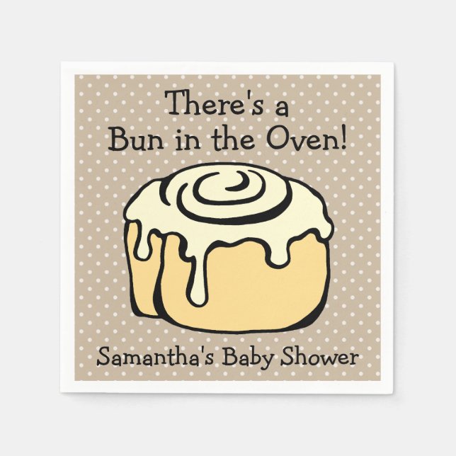 Bun in Oven Niedlich Modern Baby Shower Boy / Girl Serviette (Vorderseite)