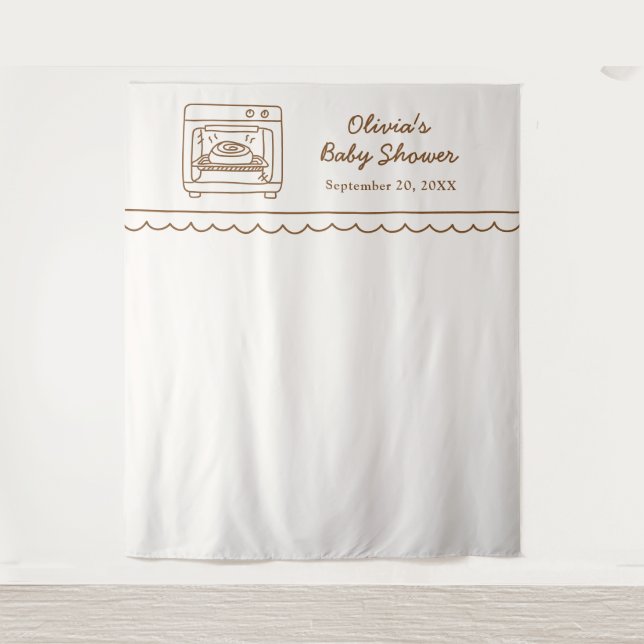 Bun in the Oven Baby Shower Backdrop Wandteppich (Vorderseite)
