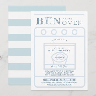 Bun in the Oven Boy Blue Drive-by Baby Shower Einladung