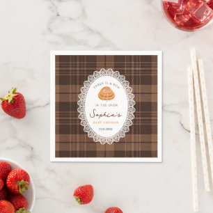 Bun In The Oven Braun kariert Baby Shower Serviett Serviette