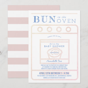 Bun in the Oven Girl Pink Drive-by Baby Shower Einladung