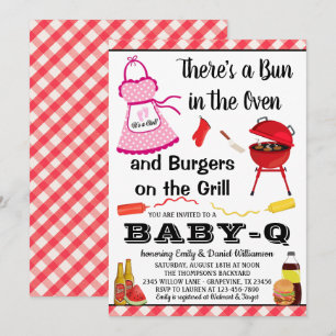 Bun In The Oven Mädchen Grill Baby Shower Einladung