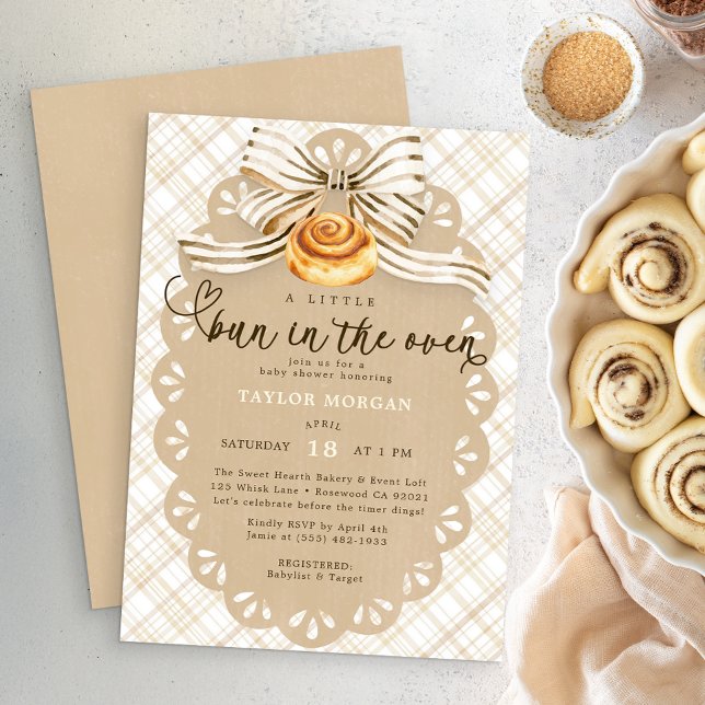 Bun in the Oven Neutral Bakery Baby Shower Einladung (Bun in the oven baby shower invite)