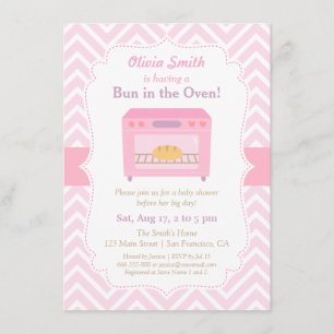 Bun in the Oven Pink Baby Shower Einladungen