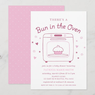 Bun In The Oven Rosa Baby Mädchen Baby Shower Einladung