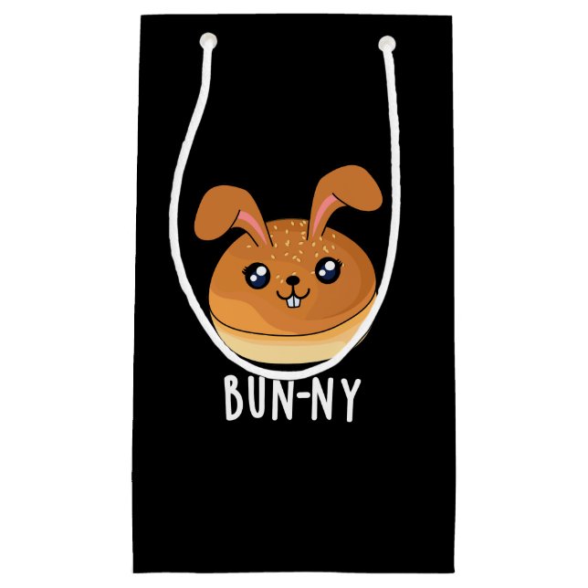 Bun-ny Funny Bunny Rabbit Bun Pun Dark BG Kleine Geschenktüte (Vorderseite)