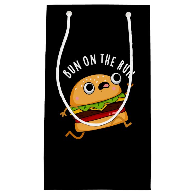 Bun on Run Funny Food Pun Dark BG Kleine Geschenktüte (Vorderseite)