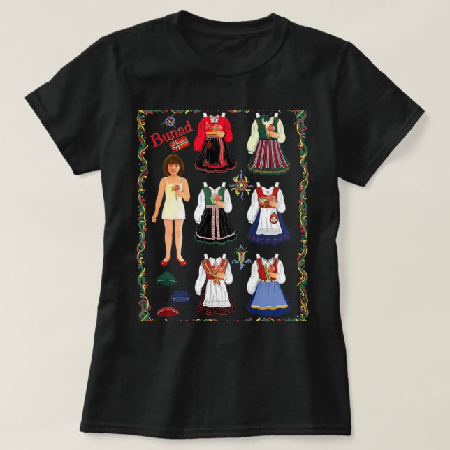 Bunad Kostüme norwegische Papierpuppen T-Shirt (Design vorne)