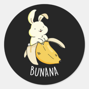 Bunana Funny Bunny in einem Banana Pub Dark BG Runder Aufkleber