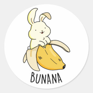 Bunana Funny Bunny in einem Bananenpuff Runder Aufkleber