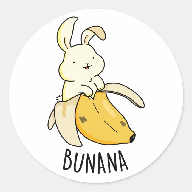 Bunana Funny Bunny in einem Bananenpuff Runder Aufkleber (Vorderseite)
