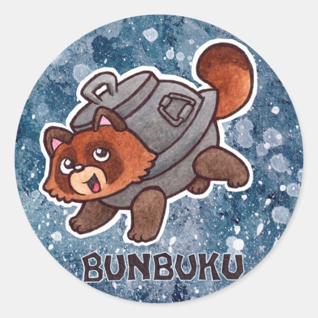 Bunbuku-Sticker Runder Aufkleber (Vorderseite)