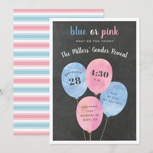 Bunch Balloon | Invitation de la partie de révélat (Devant / Derrière)