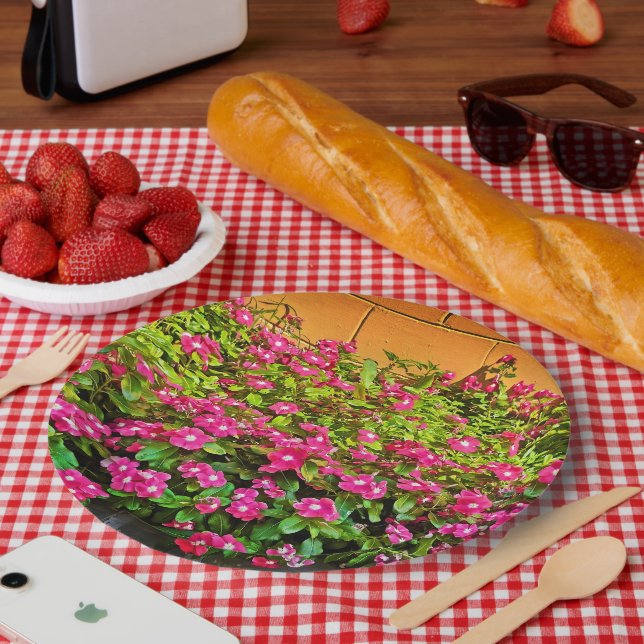 Bunches von rosa Blumenmotiven Pappteller (Picknick)
