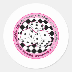 Bunco Baby-Rolle mit ihr - Rosa Runder Aufkleber