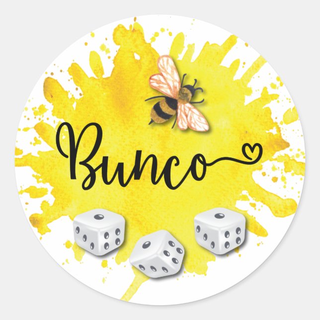 Bunco Bee Dice Runder Aufkleber (Vorderseite)