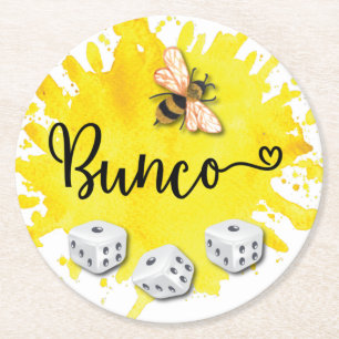 Bunco Bee Dice Runder Pappuntersetzer