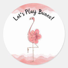 Bunco Bunko Pink Tropischer Flamingo Runder Aufkleber