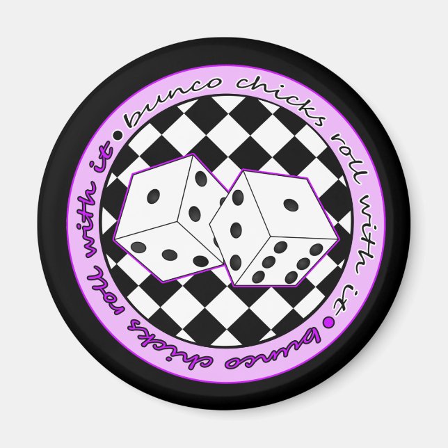 Bunco Chicks Roll with it - Lila Magnet (Vorne)