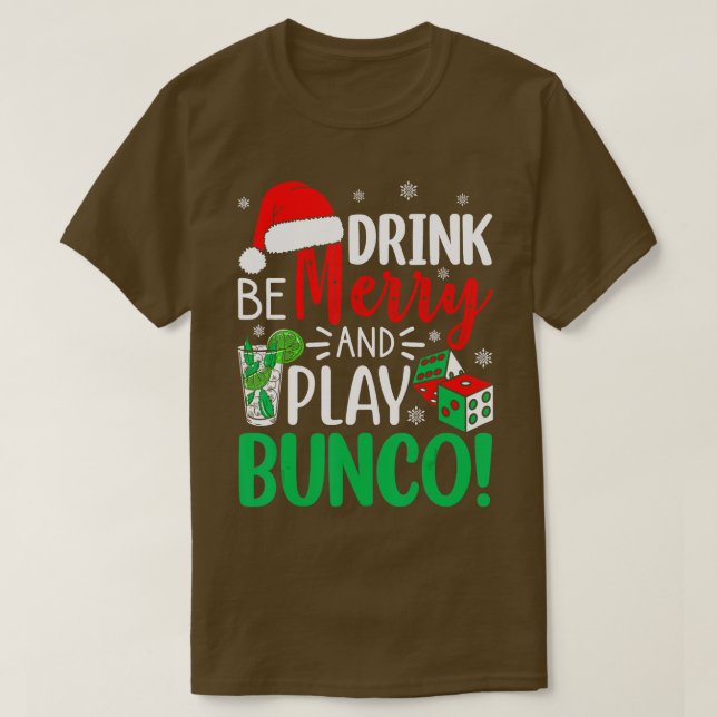 Bunco Christmas Drink Merry Play Bunco Dice Ugly S T-Shirt (Design vorne)