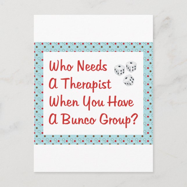 Bunco, der einen Therapeuten braucht Postkarte (Vorderseite)