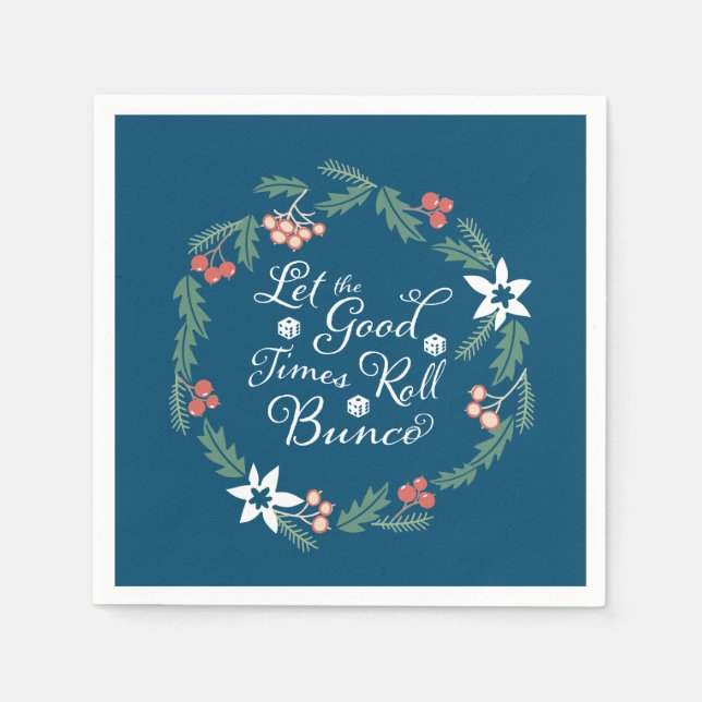 Bunco Dezember Thema Floral Holiday Serviette (Vorderseite)