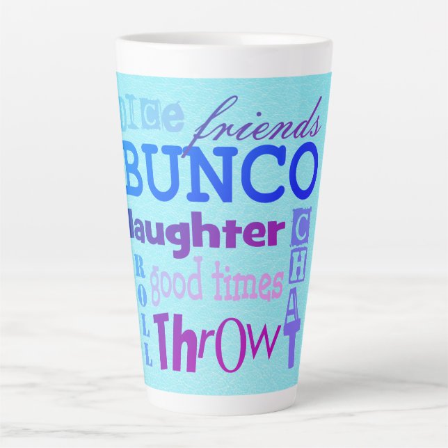 Bunco Dice Friendship Typografy Fun Milchtasse (Vorderseite)