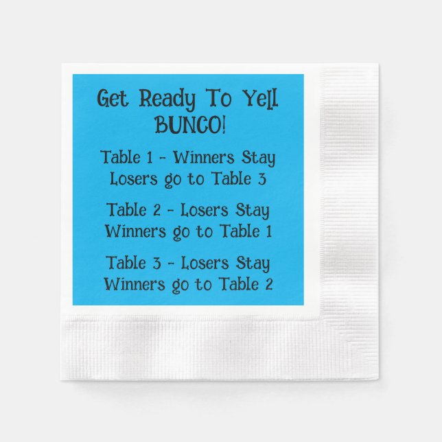 Bunco Directions Napkin in Blue Serviette (Vorderseite)