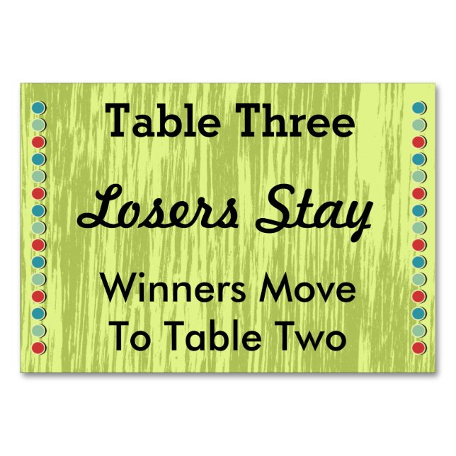 Bunco Dots Tischnummer Card Nr. 3 (Vorderseite)