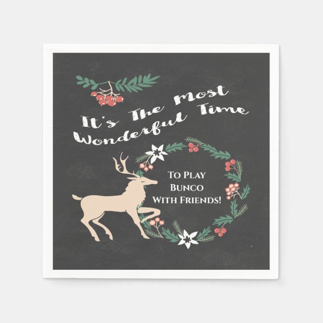Bunco Friends Winterurlaub Weihnachts-Party Serviette (Vorderseite)